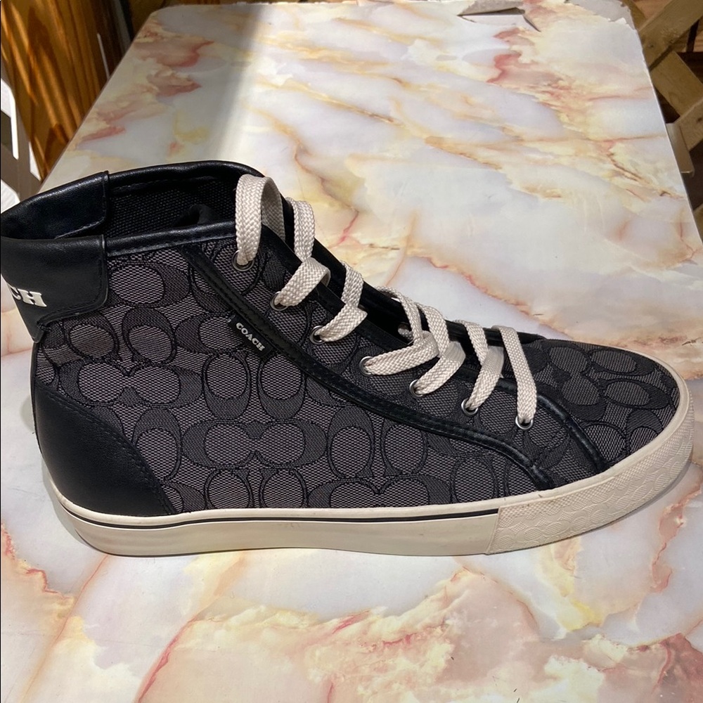 Coach Black and Gray Patterned High-Tops